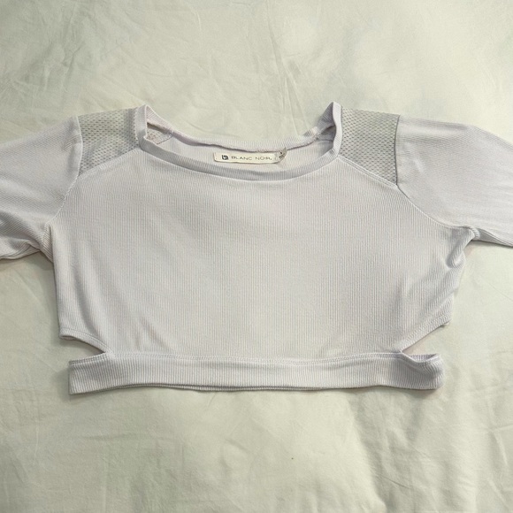 Blanc Noir ribbed long sleeve crop top - Picture 2 of 11